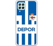 Funda original compatible con Samsung Galaxy A22 4G - RC Deportivo camiseta rayas blanquiazul