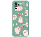 Tumundosmartphone Funda Silicona Líquida Verde para Xiaomi Redmi Note 10 / 10S diseño Cerdos Dibujos