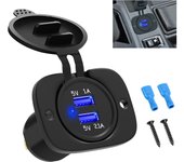 Circuit Breaker 12-24V 2 Gang Rocker Switch Panel LED Waterproof Switch Panel for Car Marine Camper Caravans Travel Trailer