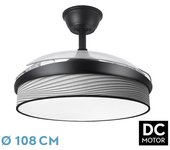 FABRILAMP Ventilador DC Moda Negro/Gris 3 Aspas 7200lm 3000k-4000k-6000k
