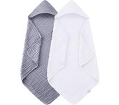 Paquete de 2 Toallas de Bebe con capucha-100 % Algodón de muselina para recien nacidos, Bebés, Niños Pequeños-Tamaños Grande de 32x32 pulgadas-Highly Absorbent y esencial para el curado del recien acid, pasta de frijoles