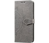 Funda Para Galaxy S8 Cubierta De Cuero Billetera En Relieve Mandala Magnética Flip Protección A Prueba De Golpes-Gris