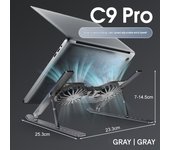Soporte ajustable para computadora portátil con ventilador friador, soporte para computadora con agujeros más fríos, plegable, Plata