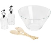 -Juego de 5 Piezas Ensalada,Incluye 1 Bol Grande,2 Botellas Y 2 Piezas Ensalada, Ideal para preparar Una Ensalada