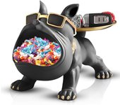 Resin French Bulldog Tray Statue, Bulldog Candy Dish Key Holder Bowl, Storage Ornament Sculpture(Climbing,Black)