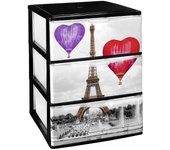 COM-FORT HOUSE  Cajonera Apilable de Plástico  Modelo Iris  Decoración de París  Modelo de 3 Cajones  380 x 370 x 473 mm