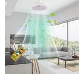 PORCHEDDU Ventilador de Techo de 10,3*2,7 pulgadas with Mando a Distancia, 2 en 1 multición, 30W ajustable, 3 velocidades, 3 colores de Luz cambiantes, kit de ventilador de techo Eléctrico para oficina en casa E27