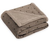 Manterol - Manta plaid de sofá de borreguito ondas chocolate. Tejido de sherpa extra suave, cálido y mullido, ideal para sofá o pie de cama.