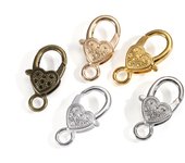 5/10pcs/lot 27x14mm Gold Silver Plated Rhodium Heart Shaped Lobster Clasp Hooks for Necklace&Bracelet Chain DIY Jewelry Making