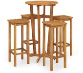 vidaXL Mesa y taburetes altos de jardín 5 pzas madera maciza acacia