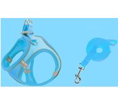 Correa para mascotas tipo chaleco, arnés para perros y gatos, cadena reflectante y transpirable para pasear perros, (M, azul)