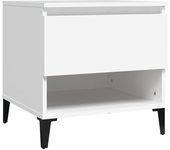 vidaXL Mesa auxiliar madera contrachapada 50x46x50 cm Blanco, Negro, Blanco brillante Mesa de sofá Mesa de Entrada para Salón Consola de Entrada Mueble Recibidor Mesita Mesa auxiliar Salon