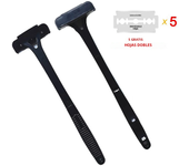 Long Handle Folding Shaver for Men Body Back Hair Trimmer Body Leg Razor Shaver Hair Removal Tool with 5Pcs Replaceable Blades
