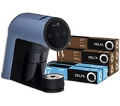 Delta Q IconiQ - Máquina de Café Espresso - Pack de Cafetera de Cápsulas Automática con Depósito para 10 Cápsulas - Pantalla Táctil - Incluye Pack 70 Cápsulas de Café Intesidades