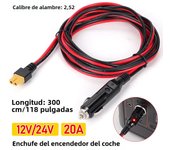 XT60 14AWG Car Connector Extension Cable with Cigarette Lighter Plug 10FT Car Charger and Adapter Cord to Solar Generator