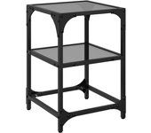 vidaXL Mesa de centro de acero y tapa vidrio transparente 30x30x45 cm Transparente, Negro, Mesita de Salón o Comedor o Auxiliar Mesa de Café Meuble Salón