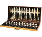 Besteck Set 12 Personen, Besteck 48-teilig Aus Hochwertigem Edelstahl Spiegelpoliertes Design Golden