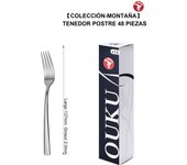 Mr.Spoon Serie Montaña Tenedores 12, 48 o 120 piezas,Acero inoxidable 18/0,Económico y funcional,Tenedor mesa largo 206mm,tenedor fruta 176mm,tenedor postre 137mm,Mango monobloque,Apto para lavavajillas,Empaque ecológico,Para casa,hotel,restaurante