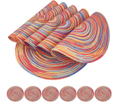 Round Braided Set of 6 Washable Round Placemats for Christmas Kitchen Wedding Dining Table 34cm Woven Heat Resistant Place Mats
