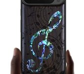 Funda magnética de madera para Google Pixel 9 Pro XL, con grabado artesanal de madera e incrustaciones de concha, compatible con cargadores inalámbricos MagSafe, diseño de zorro y maderas - Blackwood