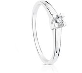 Sortija Solitario Oro Blanco 18k mujer diamante brillante 0.2ct. centro cabeza garras