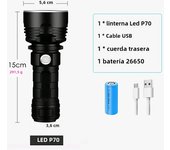 High Power XHP70 LED Flashlight Tactical Torch USB Rechargeable Lantern Waterproof Lamp Ultra Bright Lantern For Camping Outdoor