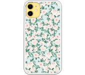 Funda compatible con iPhone 11 - Patron flores con fondo verde