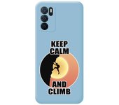 Funda Silicona Líquida Azul para Oppo A16 / A16s diseño Hombre Escalada Dibujos