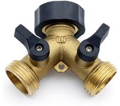 Grifo Doble para Lavadora de Jardín en Y | Resistente Al Agua de 2 Vías | Adaptador Manguera 3/4 | Exterior de Latón