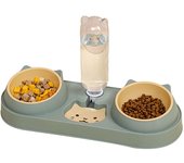 Pet Cat Bowl Automatic Feeder Dog Food Bowl With Water Fountain Double Bowl Drinking Raised Stand Dish Bowls For Cats