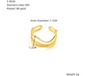 Encanto Anillo de mariposa de acero inoxidable Boca abierta No se decolora Diseño chapado en oro de 18 quilates Sensibilidad Anillo de acero de titanio versátil simple