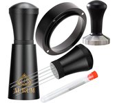 Aurum® Kit Barista Prensador de Café de 58mm con Agitador de 7 Agujas, Tamper Espresso Clásico, Herramientas Profesionales para Café Espresso, Ideal para Cafeteras Espresso, Baristas Profesionales y Amantes del Buen Café
