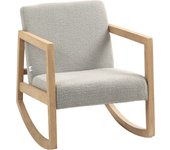 HOMCOM Mecedora Tapizada en Borreguito Silla Mecedora con Patas de Madera de Caucho y Reposabrazos Mecedora para Lactancia Carga 150 kg para Dormitorio Salón Gris