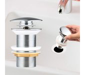 Desagüe Automático Pop Up sin Rebosadero Desagüe Push Open Para Lavabo en Cobre Cromado Para lavabo sin rebosadero (cromado sin rebosadero)