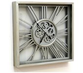 Presume de Casa - Reloj Cuadrado Grande Plateado 80*11 - Decorativo para Hogar o Negocio