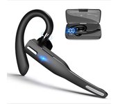 YYK525 Business Headphones, Earhook Headphones with Mic, Bluetooth 5.1 Earhook Headphones, 180° Rotating Earhook, with Charging Case, 10/12 Hours Music Playback, for iOS and Android