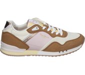 PEPE JEANS | Zapatilla Pepe Jeans para Mujer – Deportiva Baja en Color Cognac con Detalles – Sneaker con Cordones – Estilo Casual – Versátiles – Combinables – Alta Calidad y Comodidad – Modelo PGS40008-879