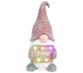 Gerimport Figura Decoración Navidad Gnomo Cartel 5 Leds Multicolor 21 X 21 X 46 Cm - Adornos y Modelos Navideños