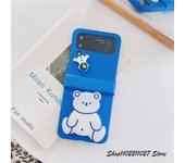 Cute Korean Portable Bear Bracket Holder Astronaut Klein Blue Case for Galaxy Z Flip 3 5G Z Flip3 Flip4 Zflip4 Z Flip 4 Cover