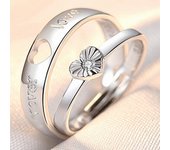 New Zircon Heart Matching Ring For Women Men Set Forever Endless Love Wedding Rings Couple Charm Valentine's Day Jewelry Gifts