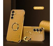 Plating Crocodile Texture Phone Case For Samsung Galaxy A55 A35 A25 A15 A05 A73 A72 A54 A53 A52 4G 5G Magnetic Finger Ring Cover