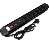 Regleta de enchufes 6 schuko con interruptor y protección sobretensiones (1.5m cable) - BeMatik