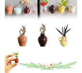 Mini jarrones magnéticos para nevera, mini jarrones magnéticos, bonitos jarrones con forma de planta, floreros de cerámica 3D para decorar la nevera, la cocina, el armario y la oficina (5 unidades/A)