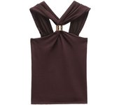 TRZA Women's Fashion Knit Halterneck Tank Top Gold Appliques Wide Straps Camisole Female Topwear