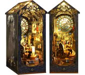 Kit de rincón de libros para bricolaje: Agencia de detectives de rompecabezas de madera 3D con muebles y LED, kit de casa de muñecas en miniatura, decoración de estante, mini casa de muñecas, regalo creativo para adultos y adolescentes
