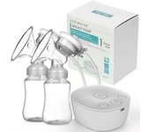 Sacaleches eléctrico de Doble Taza, potente succión de pezón, USB, Doble extractor de leche Eléctrico con botella de leche para Bebe de 150 ML