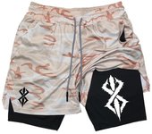 Graphic 2 in 1 Athletic Shorts for Men Gym Workout Running Performance Shorts with Phone Pocket Quick Dry Breathable Lightweight