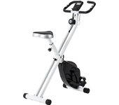 SPORTNOW Bicicleta estática plegable, bicicleta estática silenciosa para ciclismo en interiores con resistencia magnética de 8 niveles, sensor de frecuencia cardíaca, asiento ajustable, pantalla LCD y rodillos