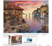 1000 Pieces Mediterranean Harbor Jigsaw Puzzle Home Decor Adults Puzzle Games Family Fun Floor Puzzles Educational Toys for Kids