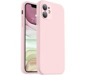 Funda de goma rosa mate para iPhone 11 con líquido protector para cámara - Rosa